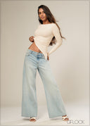 Side Ruched Rib Top - 161026