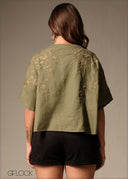 V-Neck Embroidered Top - 160126