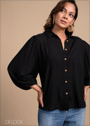 Regular Collar Puff Sleeve Top - 100425I