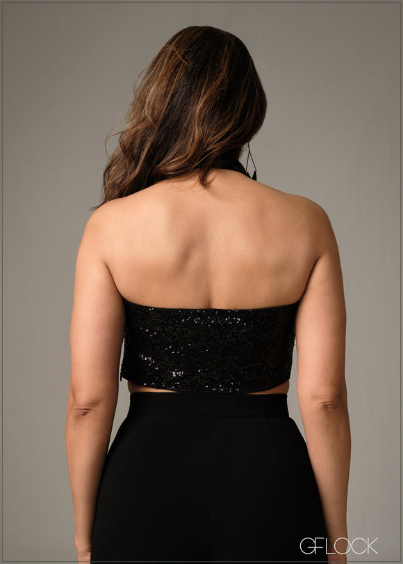 Cowl Neck Crop Top - 051225