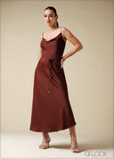 Cowl Neck Strappy Maxi Dress - 110725