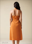 Collared Sleeveless Midi Dress - 250725