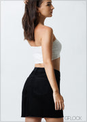 Black Denim Short Skirt - 251125D