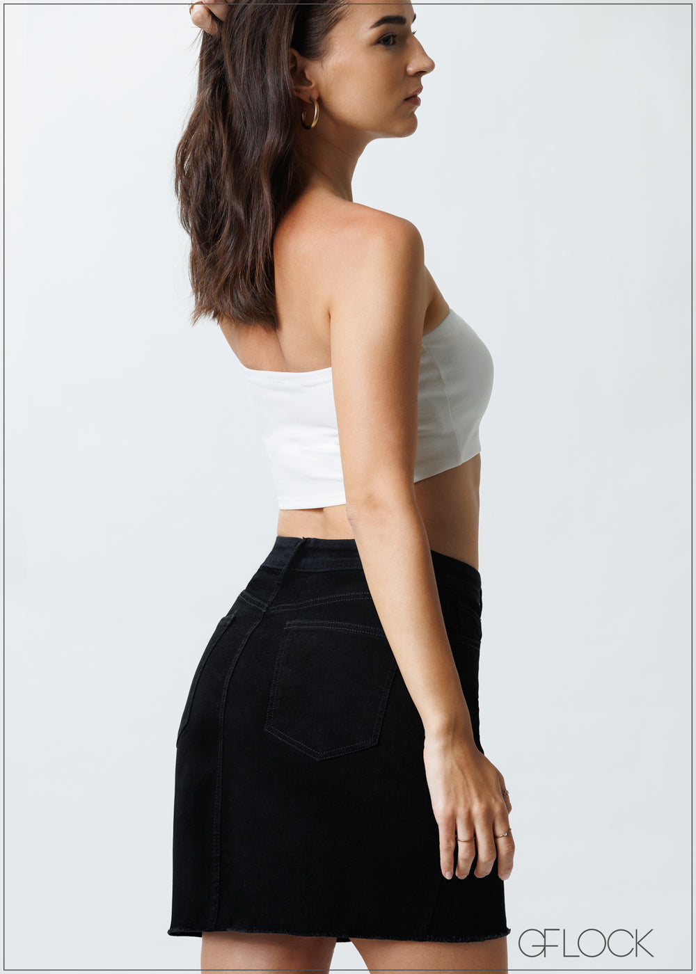 Black Denim Short Skirt - 251125D