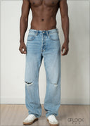 Ripped Straight Leg Jean - Short Length - 281026