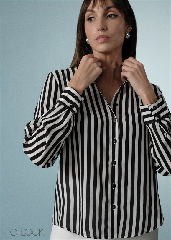 Long Sleeve Striped Shirt - 071125