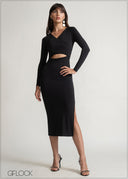 Mock Wrap Cut-Out Dress - 150526