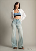 Light Wash Wide Leg Jean - Short Length - 150726