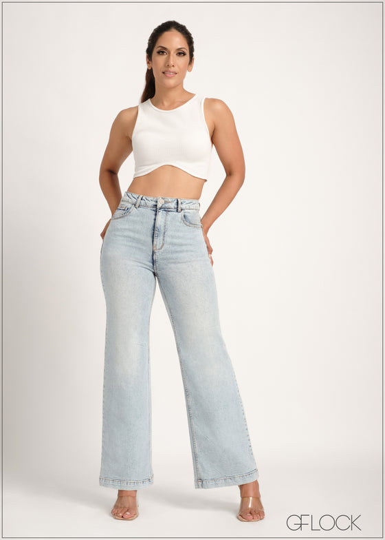 Wide Leg Moon Wash Jean - 230823