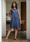 Sleeveless Linen Shirt Dress - 010923