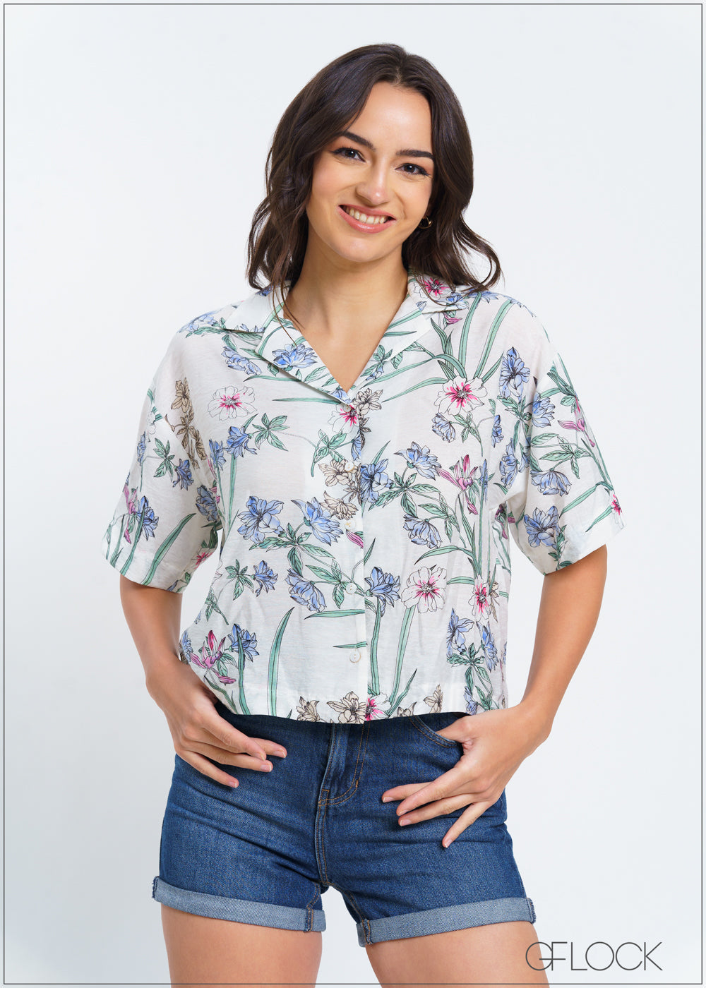 Camp Collar Printed Top - 030225