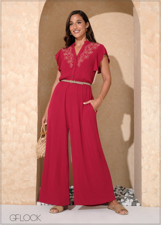 Embroidery Jumpsuit - 070225