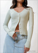 Button-Down Long Sleeve Top - 200226