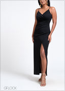 Sleeveless Pleated Detail Maxi Dress - 260525