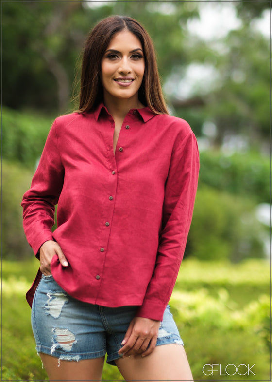 Long Sleeve Linen Shirt - 040823