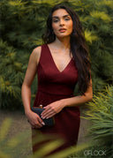 V-Neck Midi Dress - 090526