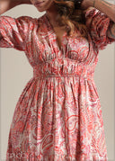 100% Premium Cotton Puff Sleeve Dress - 250825