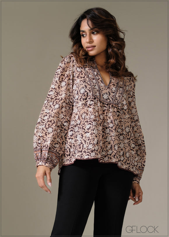 Printed Long Sleeve Top - 281225