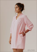 Basic Tunic Collar Dress - 280926