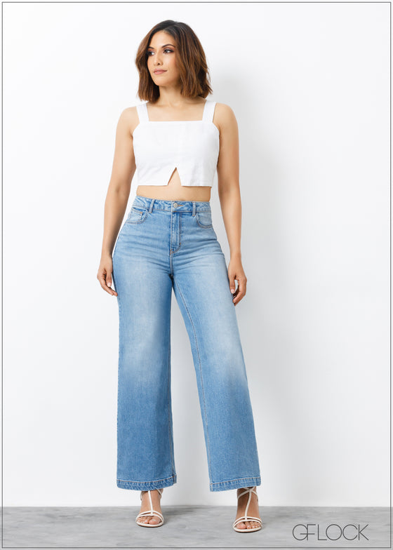 Light Wash Wide Leg Jean - Short Length - 310324