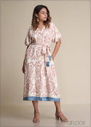 Puff Sleeve Midi Dress - 180825