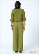 Pleated Sleeve Detailed Top - 200625