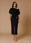 Knot Detail Cold Shoulder Dress - 140826