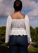 Puff Sleeve Gathered Top - 171025