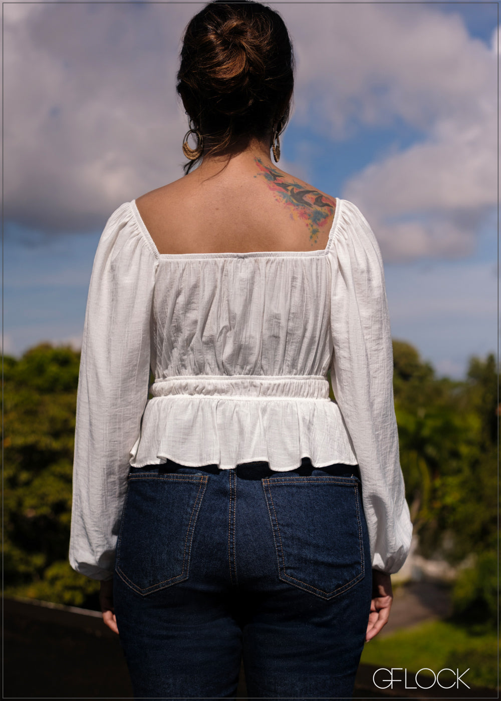 Puff Sleeve Gathered Top - 171025