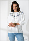 Embroidery Puff Sleeve Top - 220124
