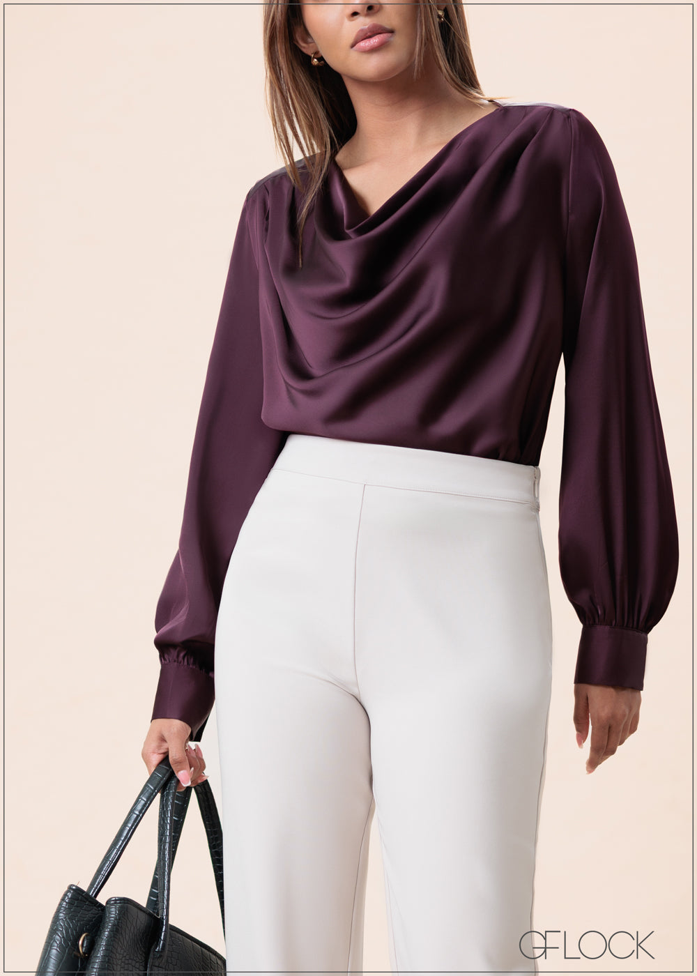 Cowl Neck Long Sleeve Top - 160525