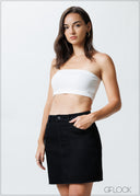 Black Denim Short Skirt - 251125D