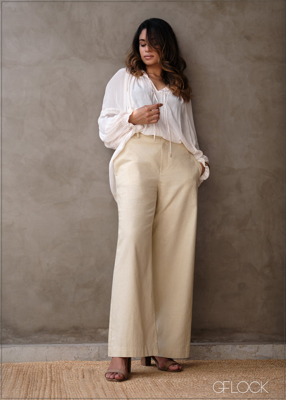 V-Neck Lace Blouse - 100425I