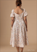 Printed Puff Sleeve Dress - 140926