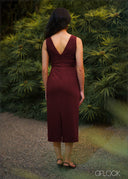 V-Neck Midi Dress - 090526