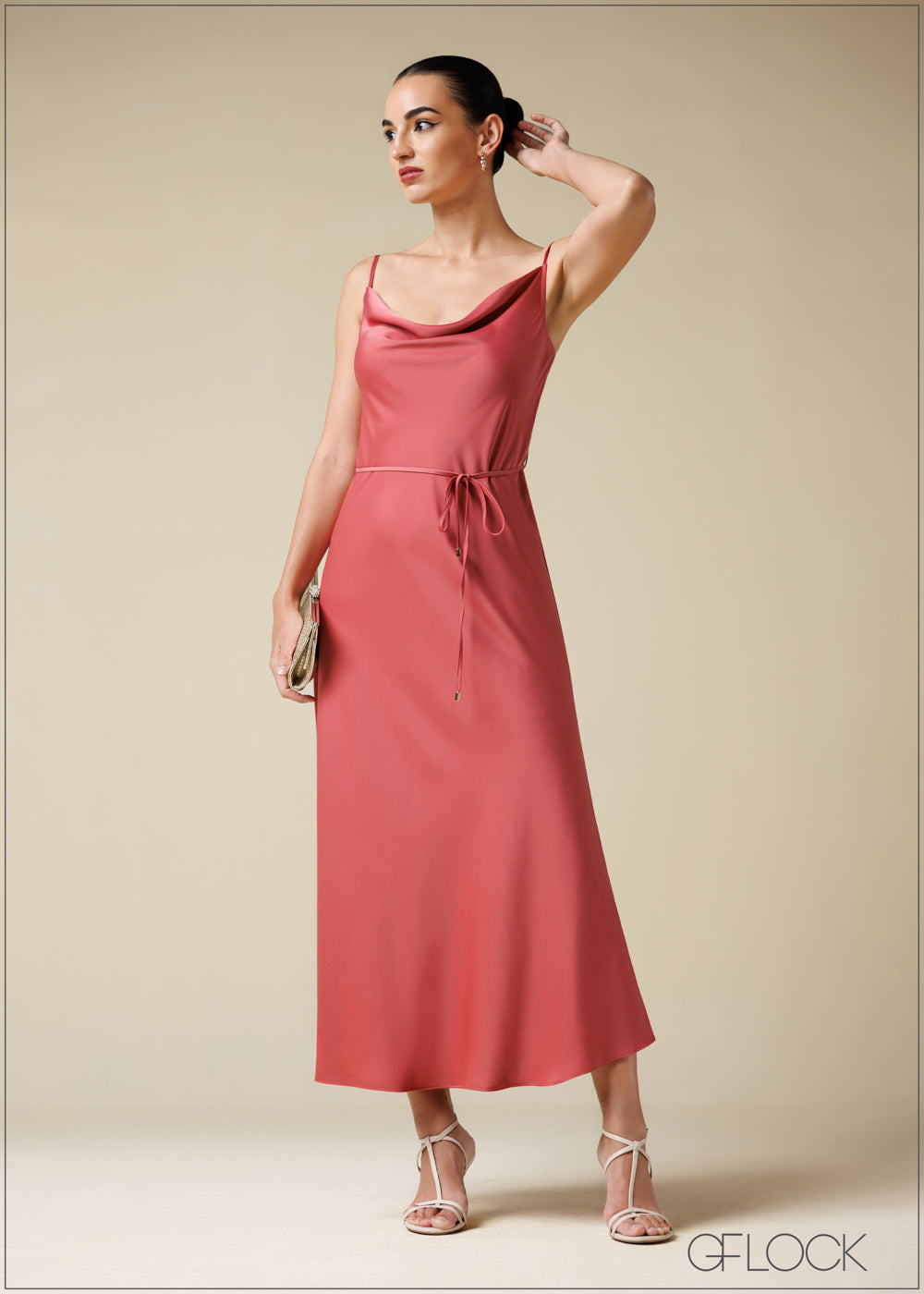 Cowl Neck Strappy Maxi Dress - 110725