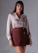 Puffed Sleeve V-Neck Top - 211225C