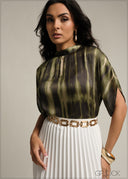 High Neck Printed Top - 231026