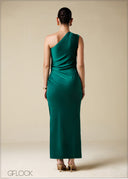 One Shoulder Pleated Midi Dress - 250725
