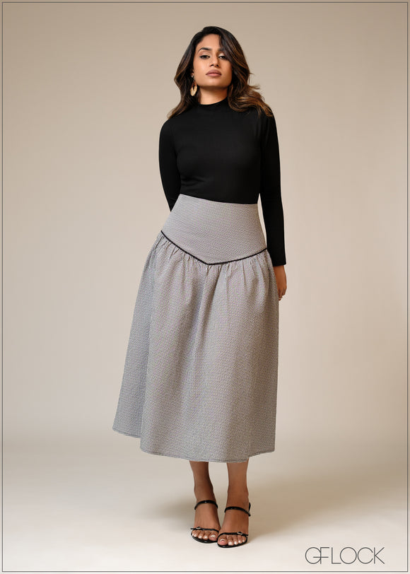 Gingham Midi Skirt - 101125