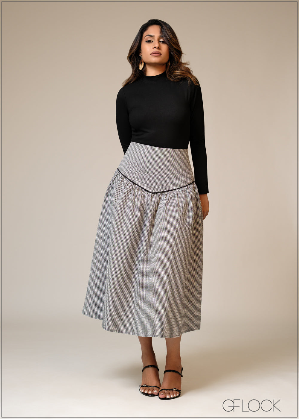 Gingham Midi Skirt - 101125