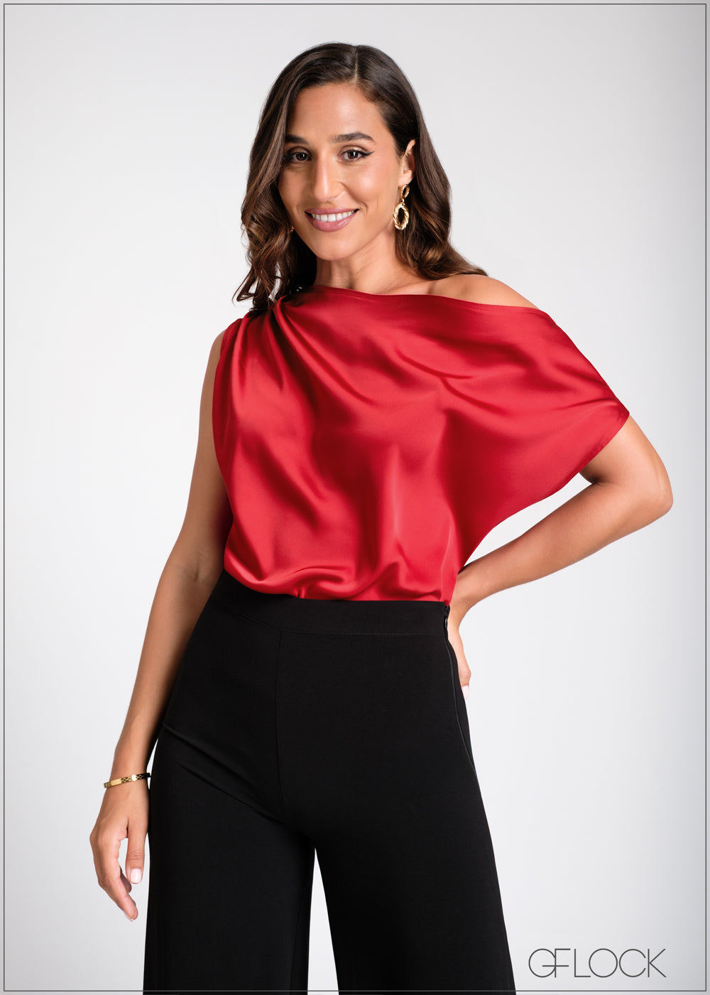 One Shoulder Satin Top - 100225