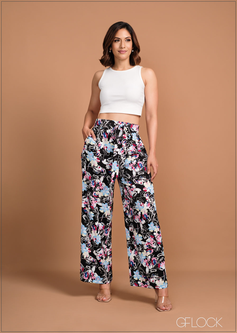 PRINTED WIDE LEG PANT