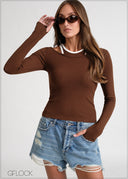 Contrast Double Ribbed Top - 170826