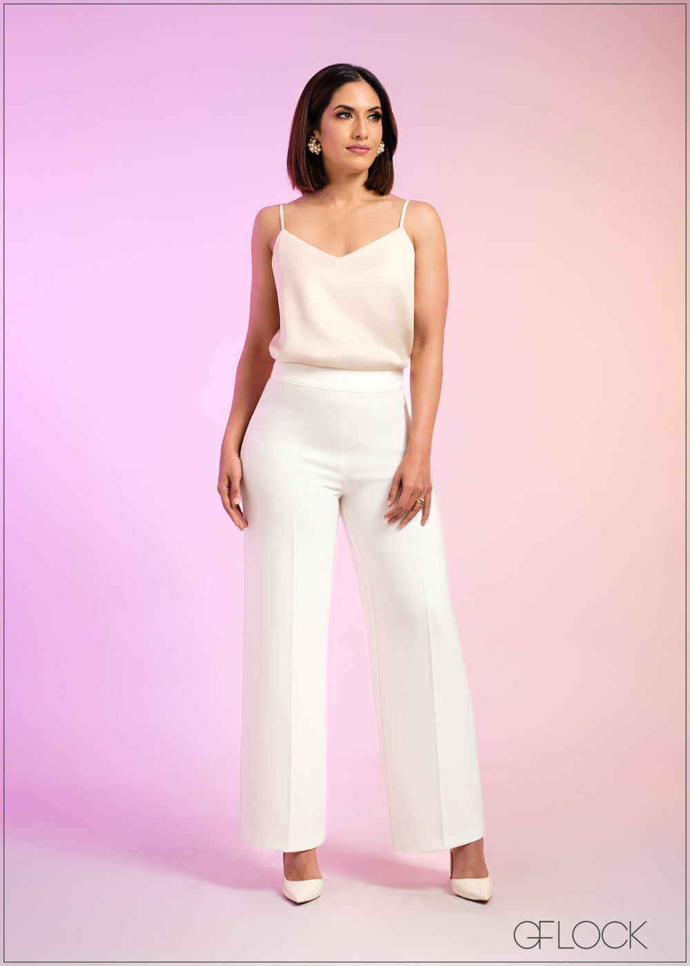 High Waisted Crease Line Straight Leg Pant - 290324