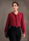 Long Sleeve Blouse With Front Tie - 260124