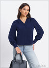 V-Neck Long Sleeve Top - 030225