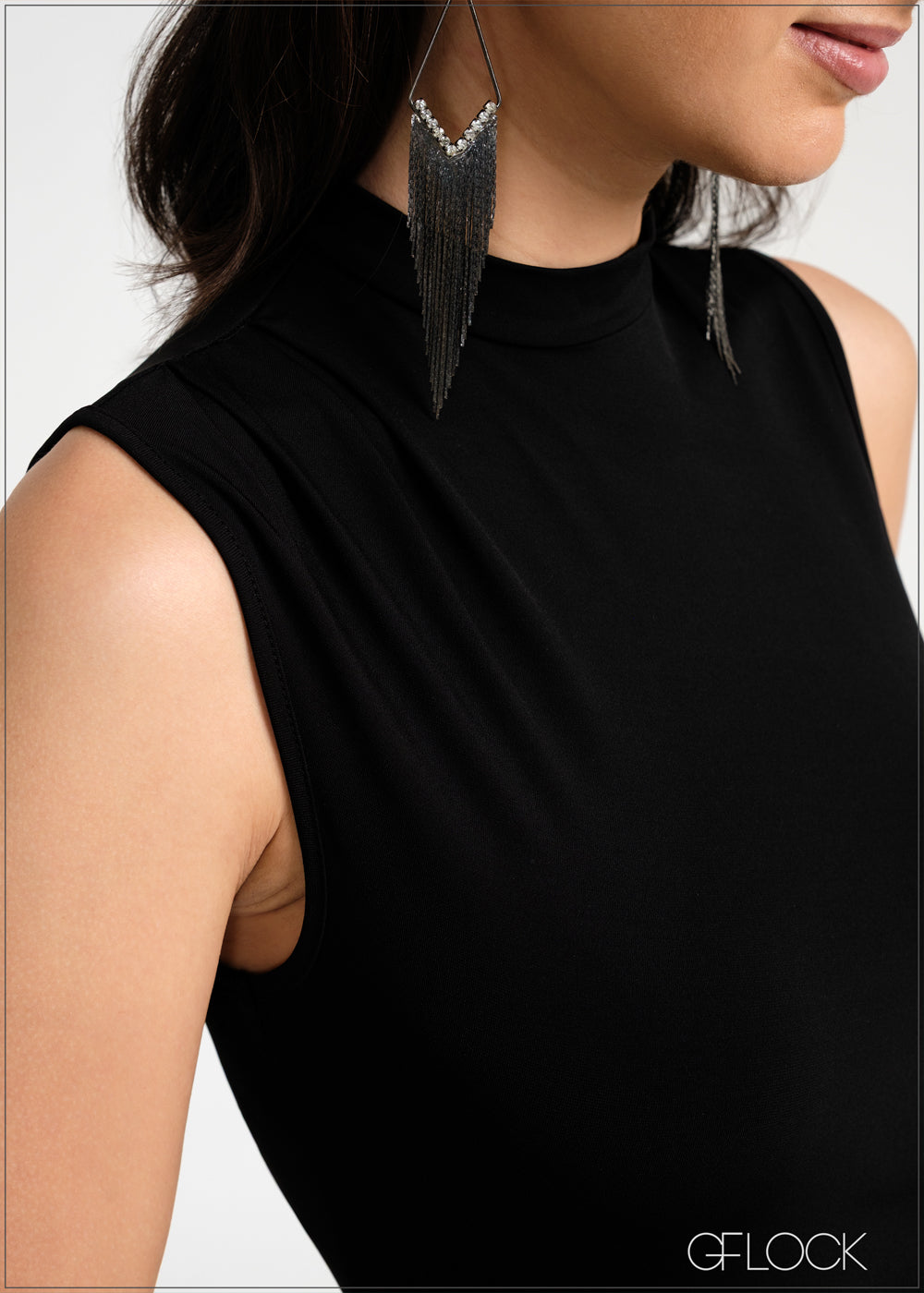 High Neck Side Pleated Midi Dress - 050925