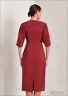 Midi Dress With Ruched Sleeve - 061223