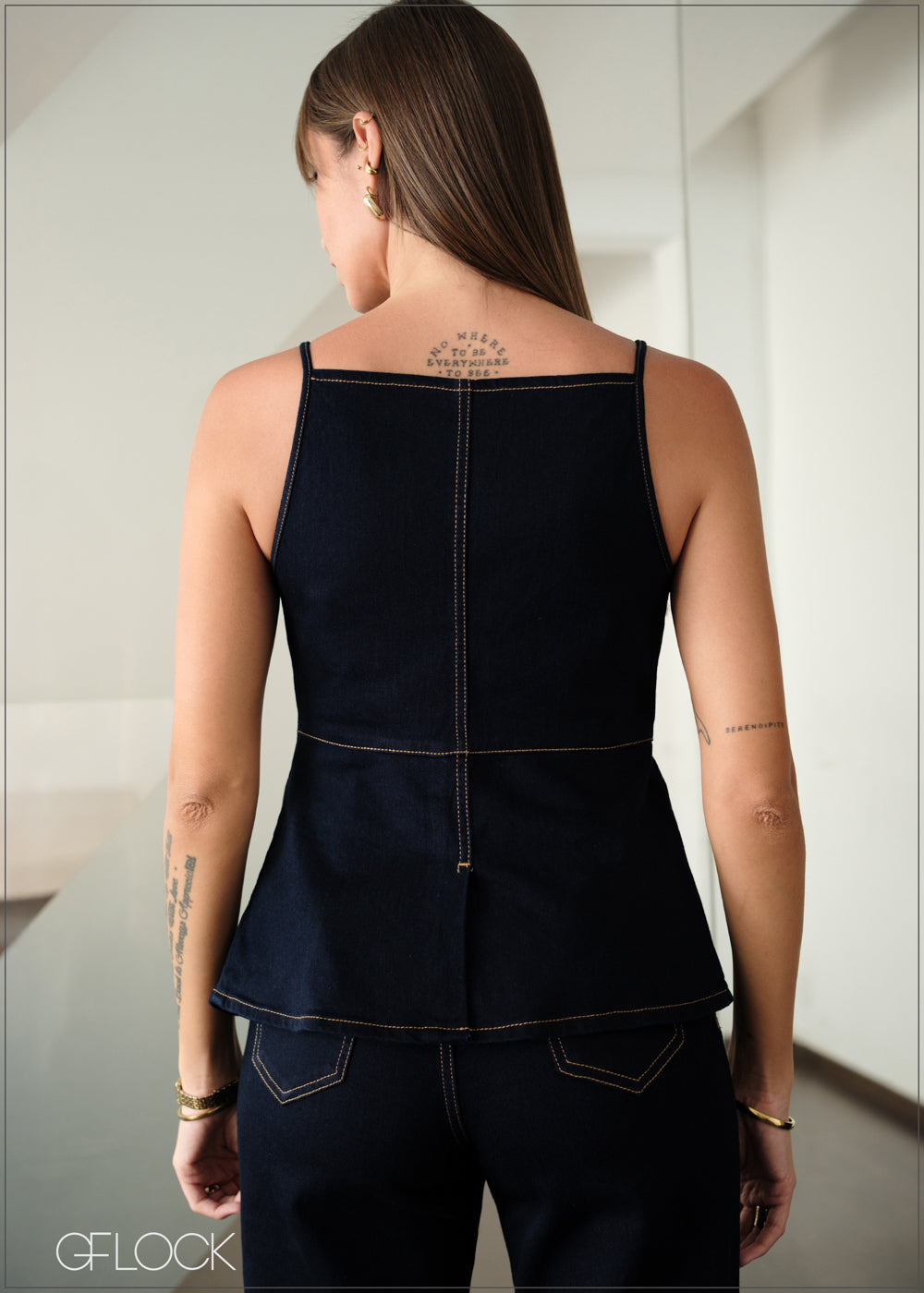 Sleeveless Button Denim Top - 141225